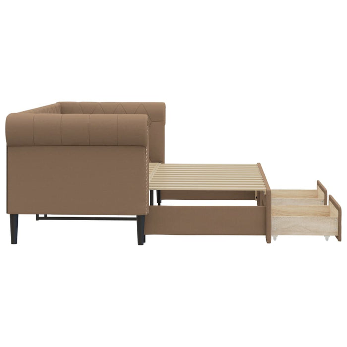 Pat de zi cu extensie și sertare cappuccino 90x200 cm piele eco WALTI