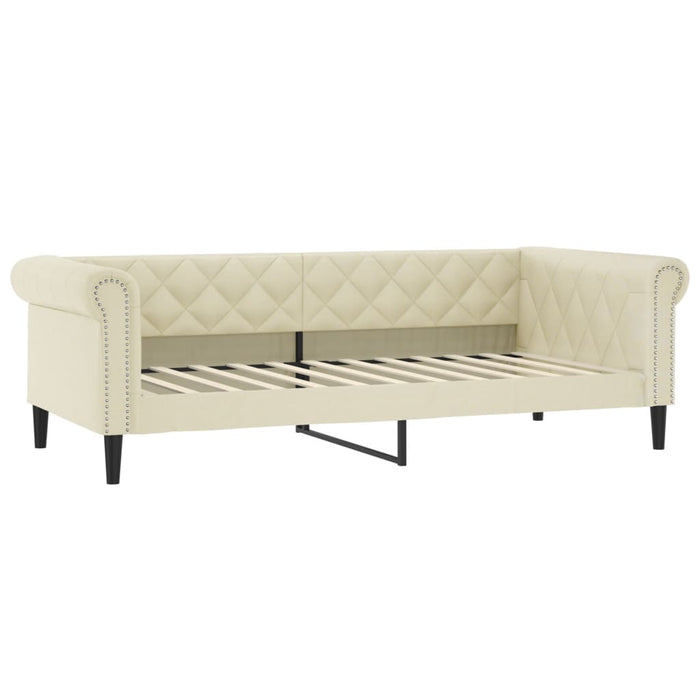 Pat de zi cu extensie și sertare crem 90x200 cm piele ecologică WALTI