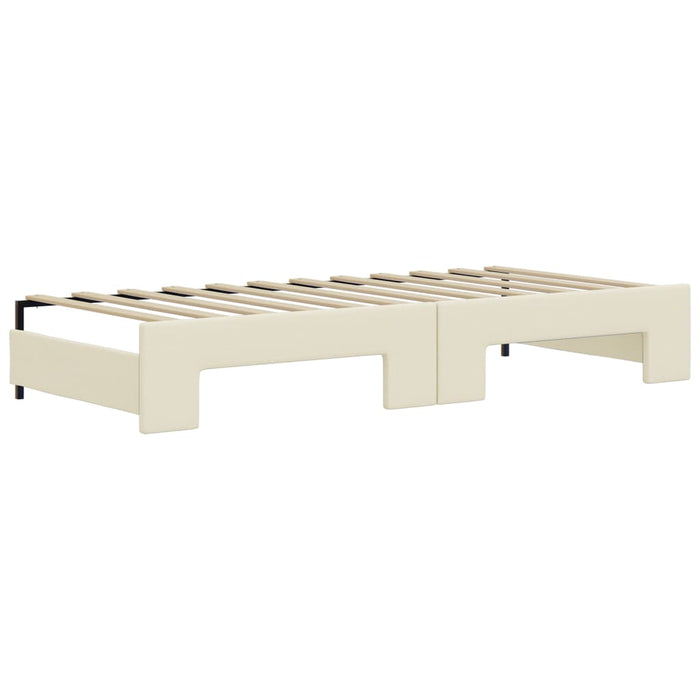 Pat de zi cu extensie și sertare crem 90x200 cm piele ecologică WALTI