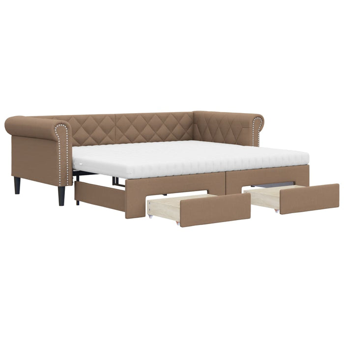 Pat de zi cu extensie și sertare cappuccino 90x200 cm piele eco WALTI