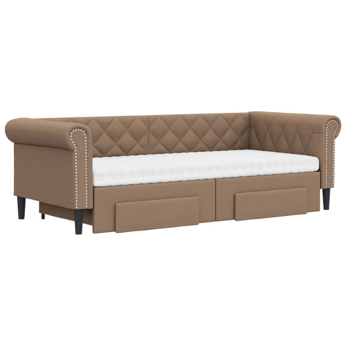 Pat de zi cu extensie și sertare cappuccino 90x200 cm piele eco WALTI
