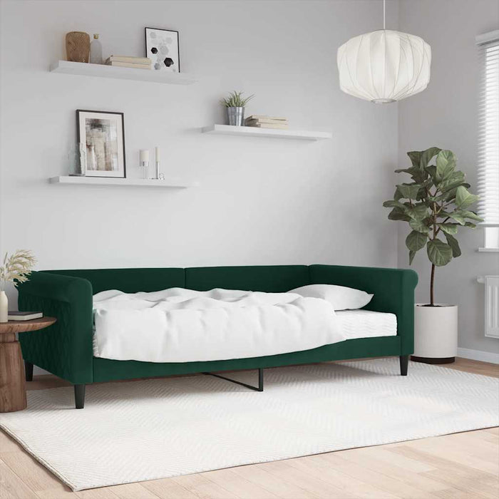 Pat de zi cu saltea, verde închis, 100x200 cm, catifea - WALTI WALTI