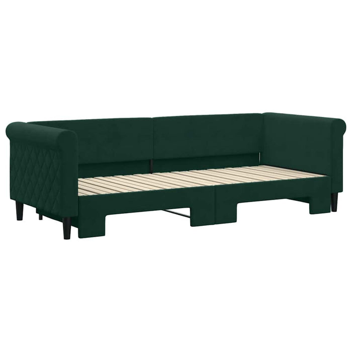 Pat de zi cu extensie, verde închis, 80x200 cm, catifea WALTI