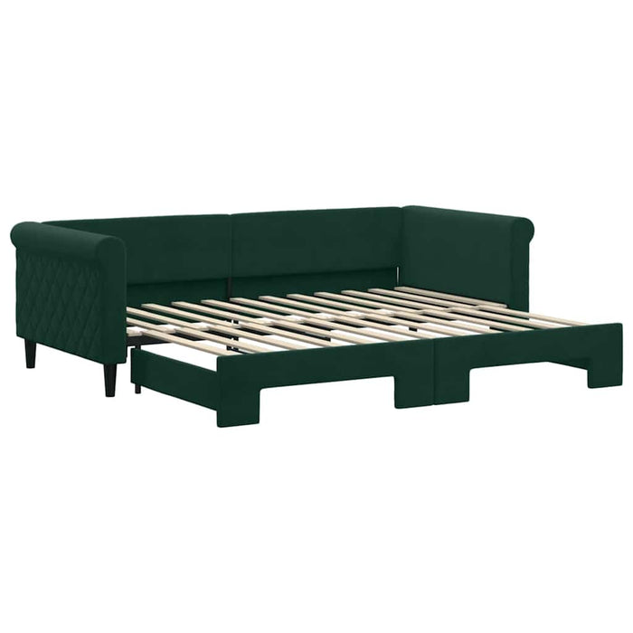 Pat de zi cu extensie, verde închis, 90x200 cm, catifea WALTI