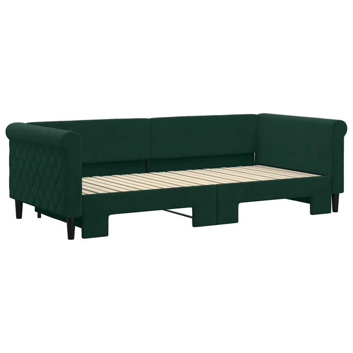 Pat de zi cu extensie, verde închis, 90x200 cm, catifea WALTI