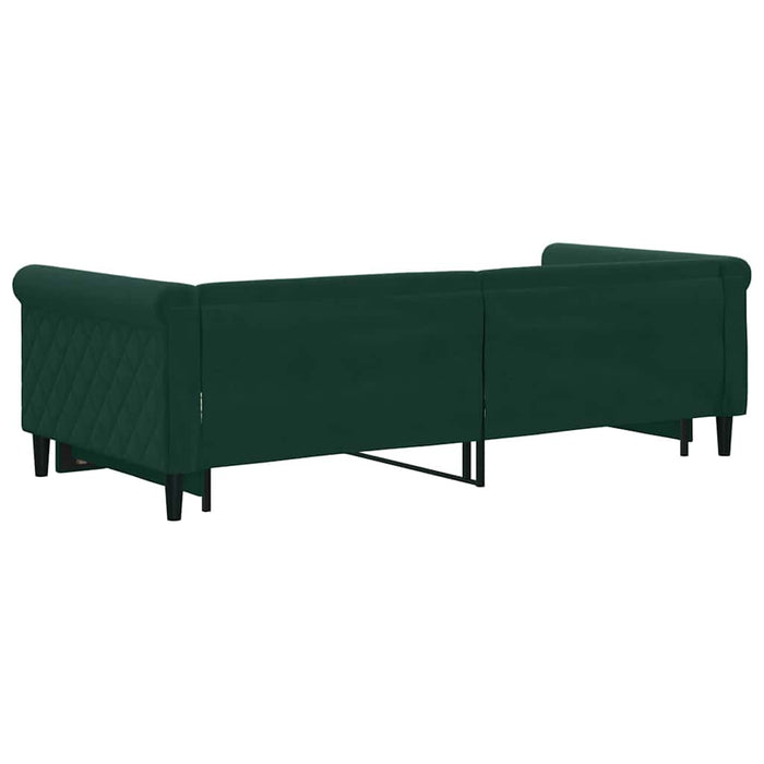 Pat de zi cu extensie, verde închis, 90x200 cm, catifea WALTI