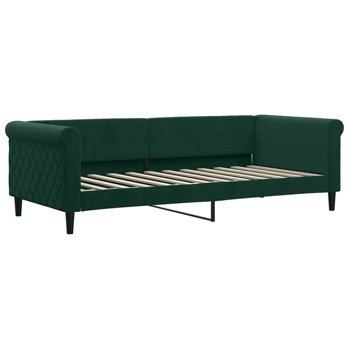 Pat de zi cu extensie, verde închis, 90x200 cm, catifea WALTI