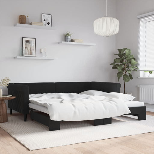 Pat de zi cu extensie, negru, 100x200 cm, catifea - WALTI WALTI