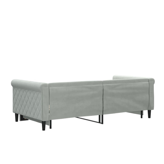 Pat de zi cu extensie, gri deschis, 90x190 cm, catifea - WALTI WALTI