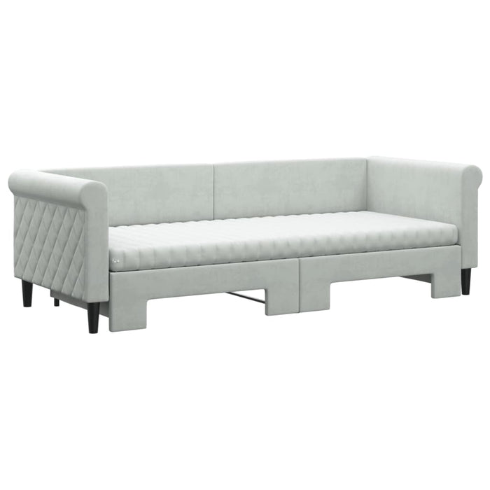 Pat de zi cu extensie și saltele, gri deschis 80x200 cm catifea - WALTI WALTI
