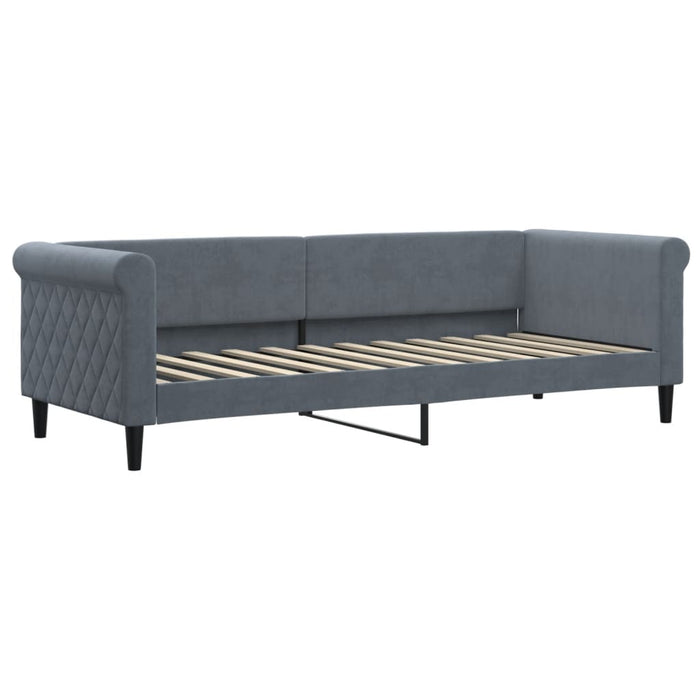Pat de zi cu extensie și saltele gri închis 80x200 cm catifea - WALTI WALTI
