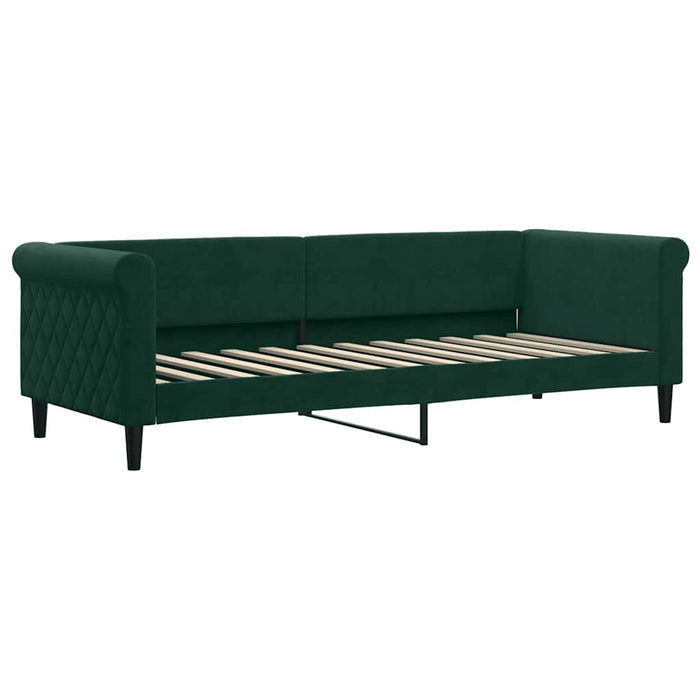 Pat de zi cu extensie și saltele verde închis 80x200 cm catifea WALTI