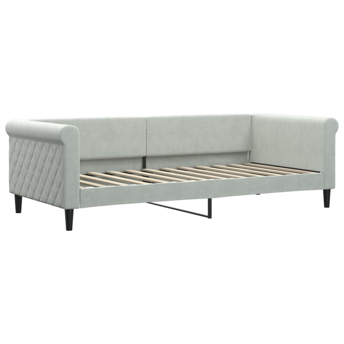 Pat de zi cu extensie și saltele, gri deschis 90x200 cm catifea WALTI