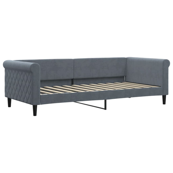 Pat de zi cu extensie și saltele, gri închis 90x200 cm catifea - WALTI WALTI