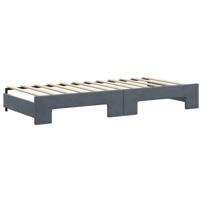 Pat de zi cu extensie și saltele, gri închis 90x200 cm catifea - WALTI WALTI