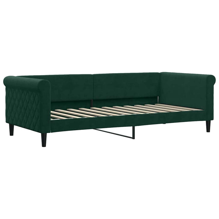 Pat de zi cu extensie și saltele verde închis 90x200 cm catifea WALTI