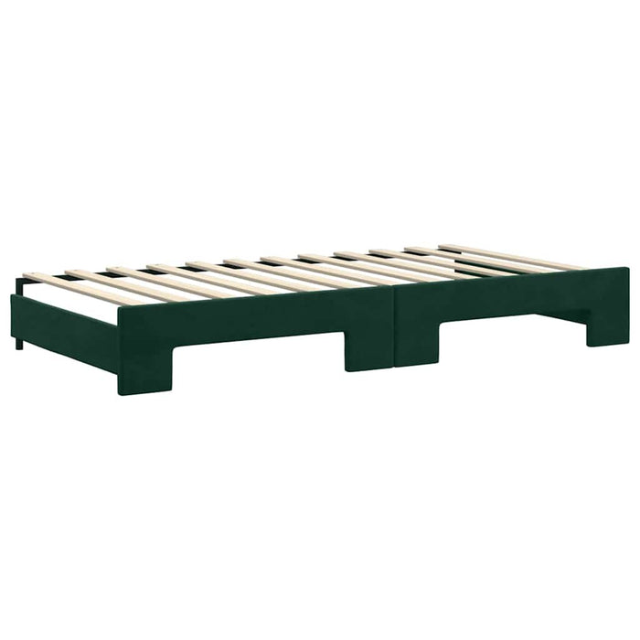 Pat de zi cu extensie și saltele verde închis 100x200cm catifea - WALTI WALTI