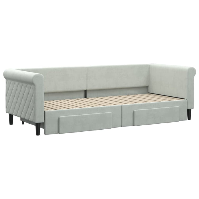 Pat de zi cu extensie și sertare, gri deschis 80x200 cm catifea - WALTI WALTI