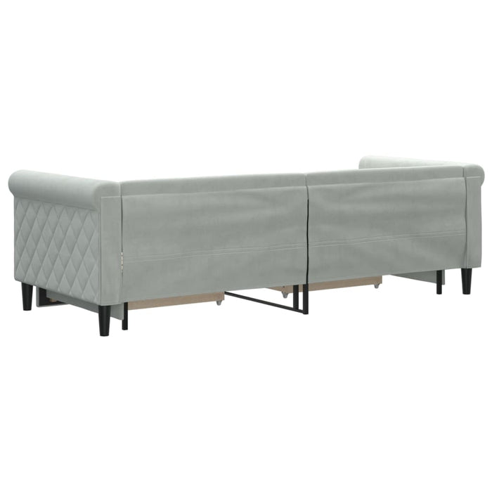 Pat de zi cu extensie și sertare, gri deschis 80x200 cm catifea - WALTI WALTI
