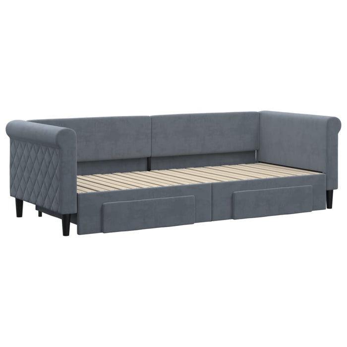 Pat de zi cu extensie și sertare gri închis 80x200 cm catifea - WALTI WALTI