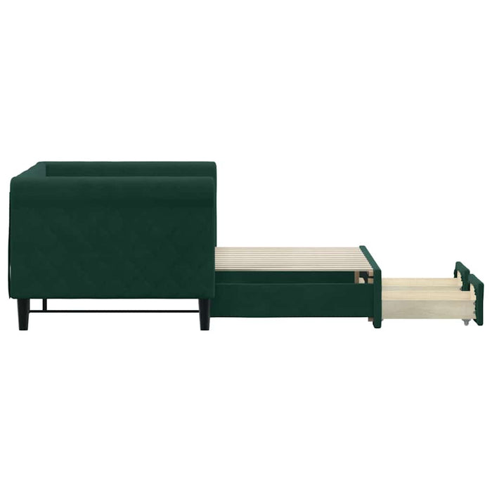 Pat de zi cu extensie și sertare verde închis 80x200 cm catifea WALTI
