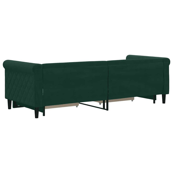 Pat de zi cu extensie și sertare verde închis 80x200 cm catifea WALTI