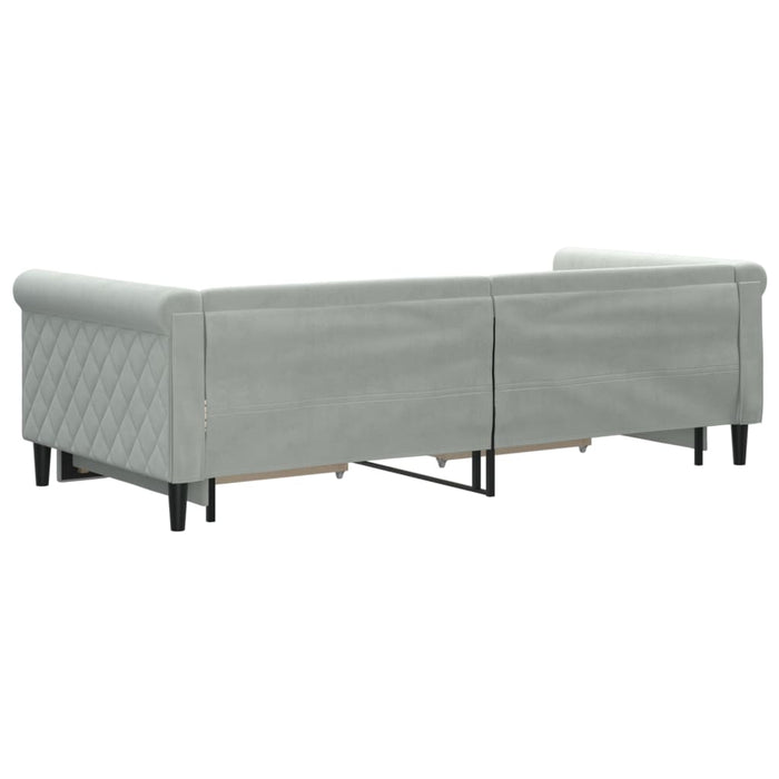 Pat de zi cu extensie și sertare, gri deschis 90x200 cm catifea - WALTI WALTI