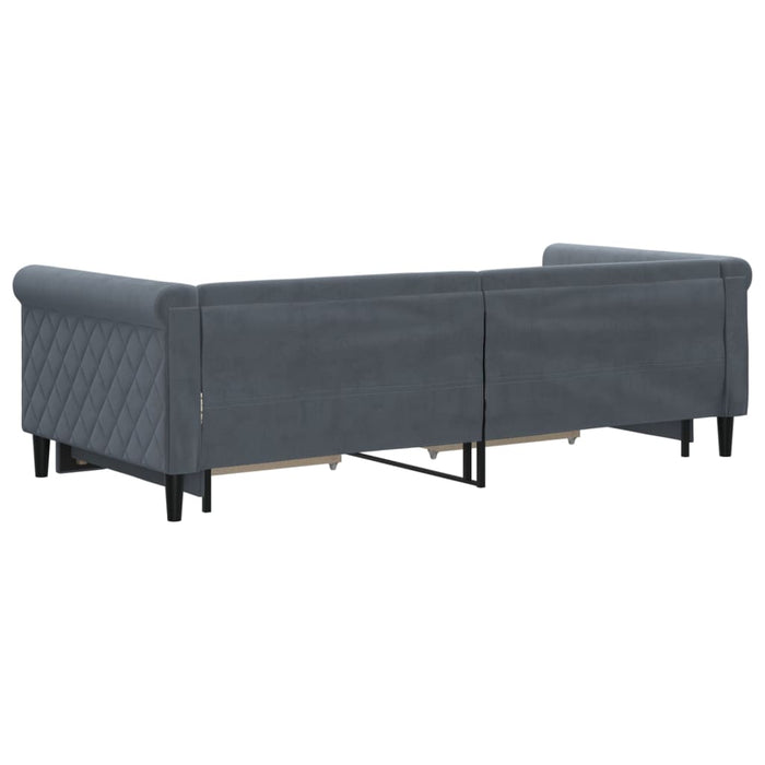 Pat de zi cu extensie și sertare gri închis 90x200 cm catifea - WALTI WALTI