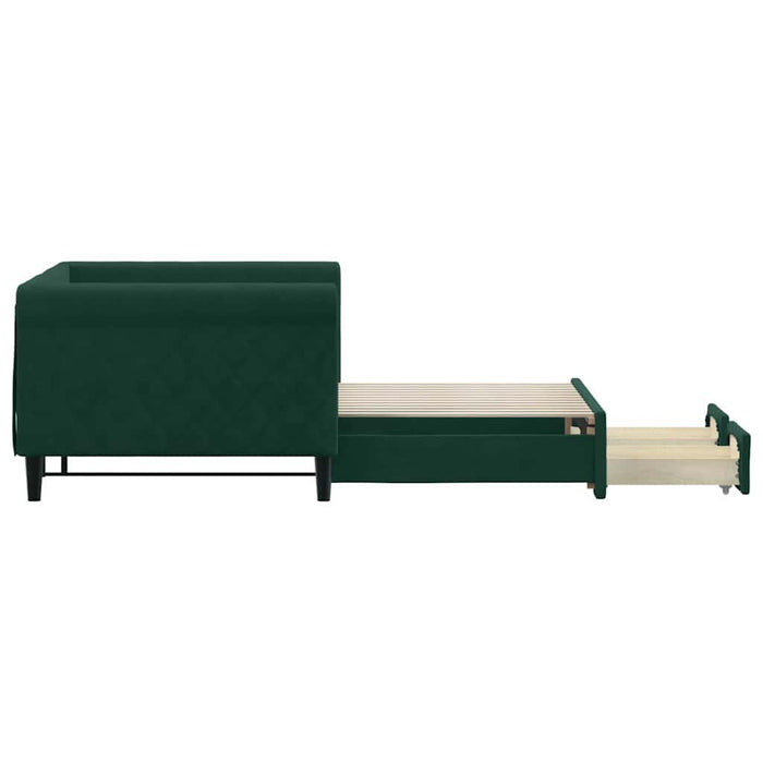 Pat de zi cu extensie și sertare verde închis 90x200 cm catifea WALTI