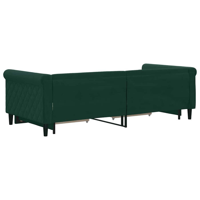 Pat de zi cu extensie și sertare verde închis 90x200 cm catifea WALTI