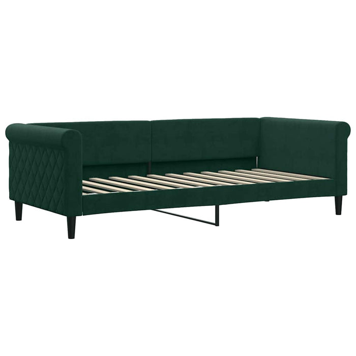 Pat de zi cu extensie și sertare verde închis 90x200 cm catifea WALTI