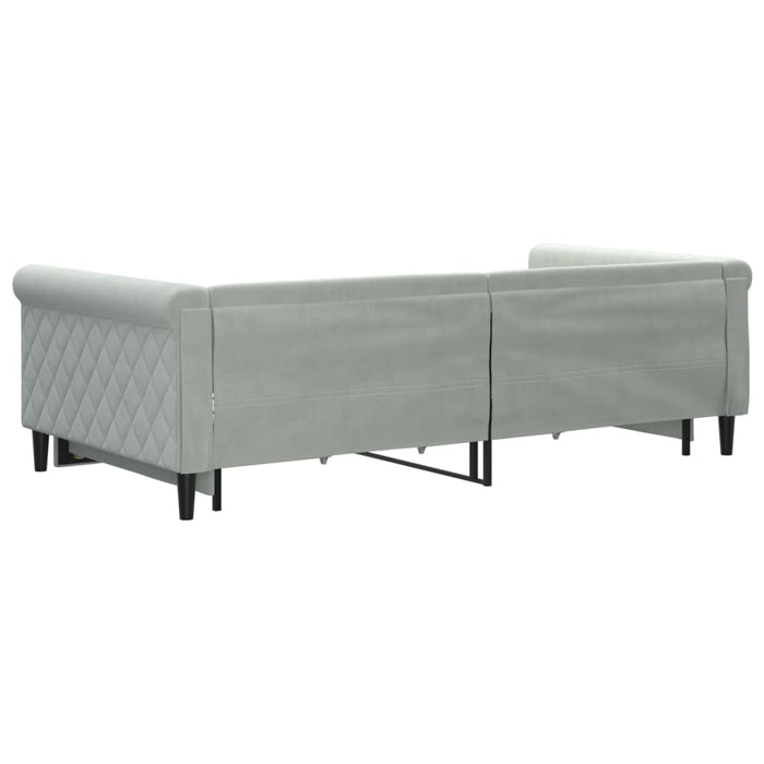 Pat de zi cu extensie și sertare gri deschis 100x200 cm catifea - WALTI WALTI