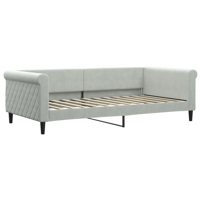 Pat de zi cu extensie și sertare gri deschis 100x200 cm catifea - WALTI WALTI