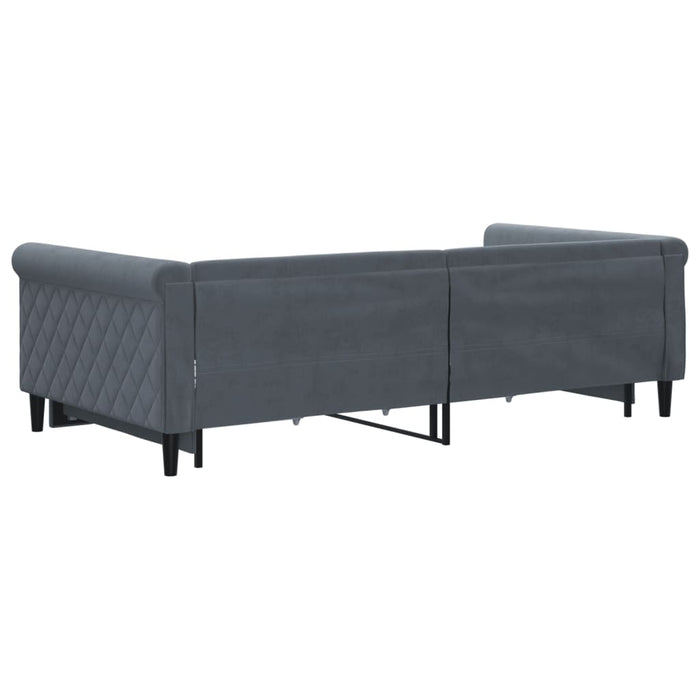 Pat de zi cu extensie și sertare gri închis 100x200cm catifea - WALTI WALTI
