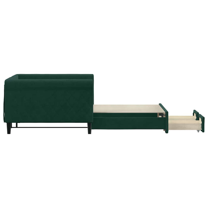 Pat de zi cu extensie și sertare verde închis 100x200cm catifea - WALTI WALTI