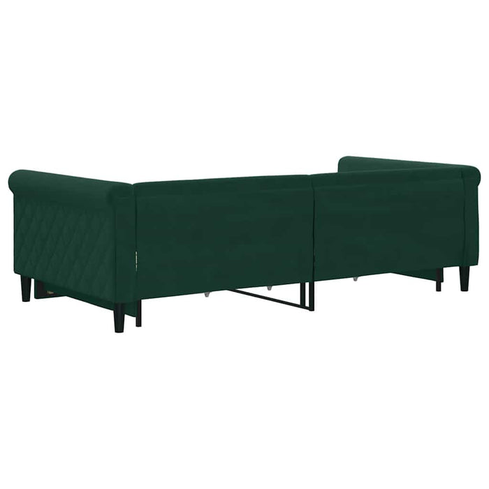 Pat de zi cu extensie și sertare verde închis 100x200cm catifea - WALTI WALTI