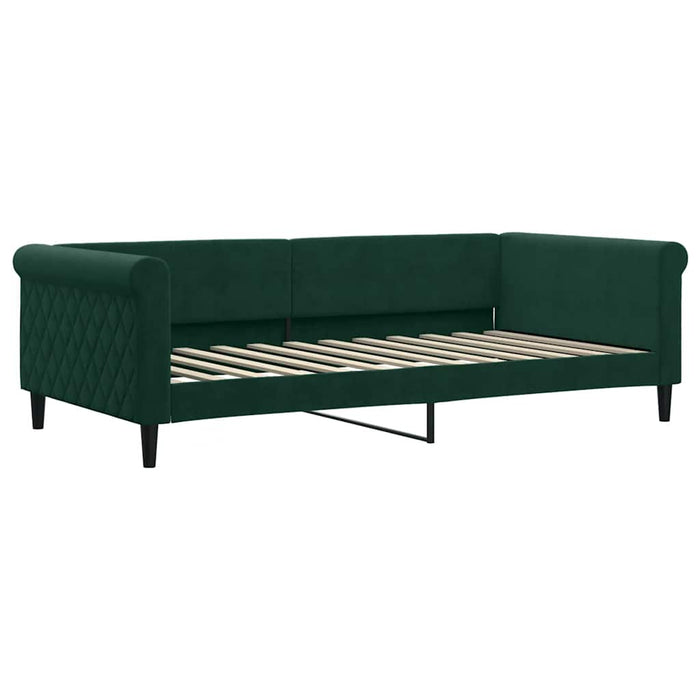Pat de zi cu extensie și sertare verde închis 100x200cm catifea - WALTI WALTI