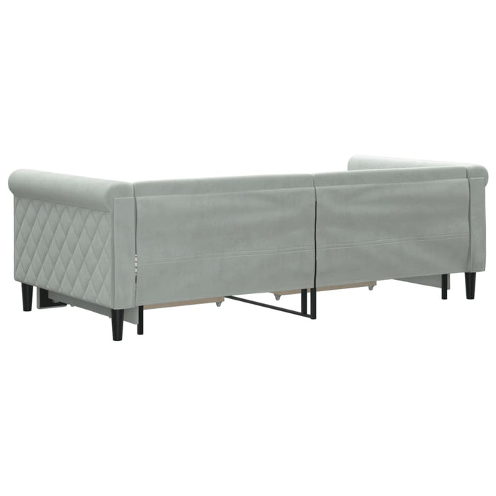 Pat de zi cu extensie și sertare, gri deschis 90x190 cm catifea - WALTI WALTI