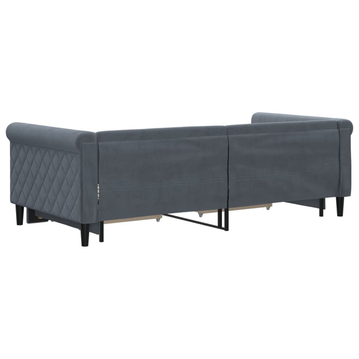 Pat de zi cu extensie și sertare, gri închis, 90x190cm catifea - WALTI WALTI