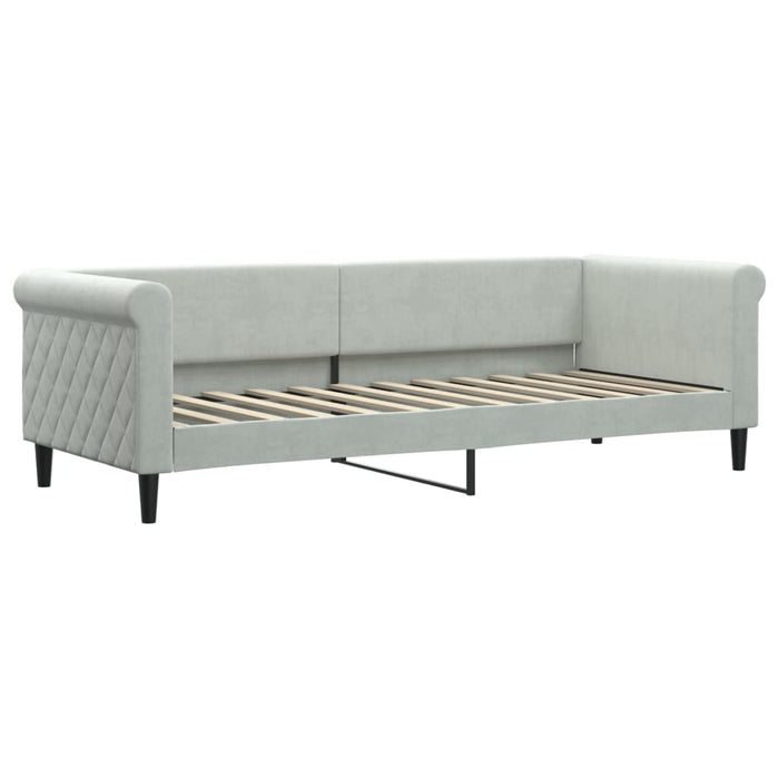 Pat de zi cu extensie și sertare, gri deschis 80x200 cm catifea - WALTI WALTI