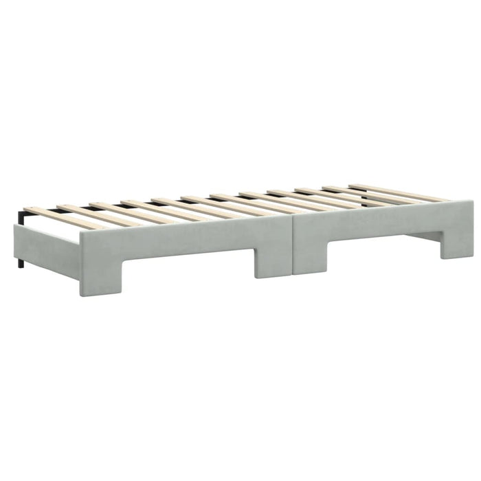 Pat de zi cu extensie și sertare, gri deschis 80x200 cm catifea - WALTI WALTI