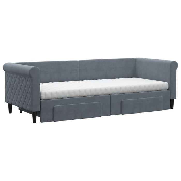 Pat de zi cu extensie și sertare gri închis 80x200 cm catifea - WALTI WALTI