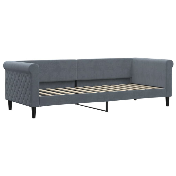Pat de zi cu extensie și sertare gri închis 80x200 cm catifea - WALTI WALTI