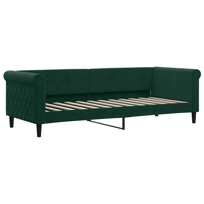 Pat de zi cu extensie și sertare verde închis 80x200 cm catifea WALTI