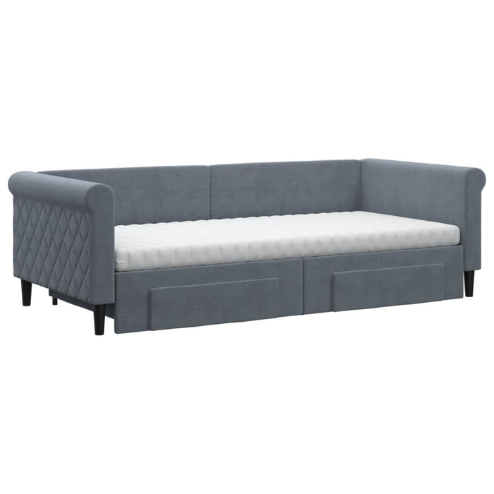 Pat de zi cu extensie și sertare gri închis 90x200 cm catifea - WALTI WALTI