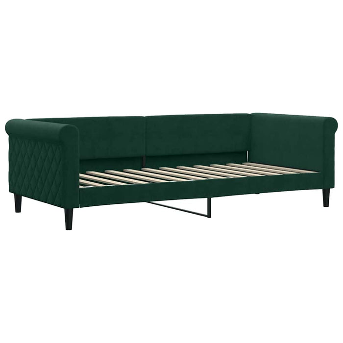 Pat de zi cu extensie și sertare verde închis 90x200 cm catifea WALTI