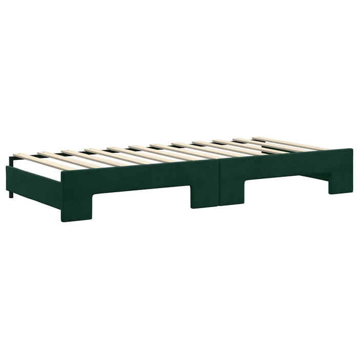 Pat de zi cu extensie și sertare verde închis 90x200 cm catifea WALTI