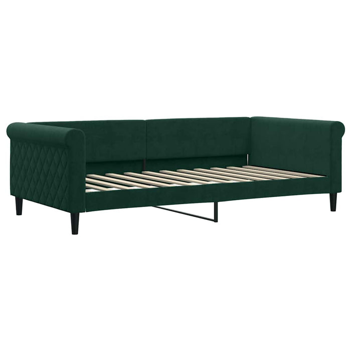 Pat de zi cu extensie și sertare verde închis 100x200cm catifea - WALTI WALTI