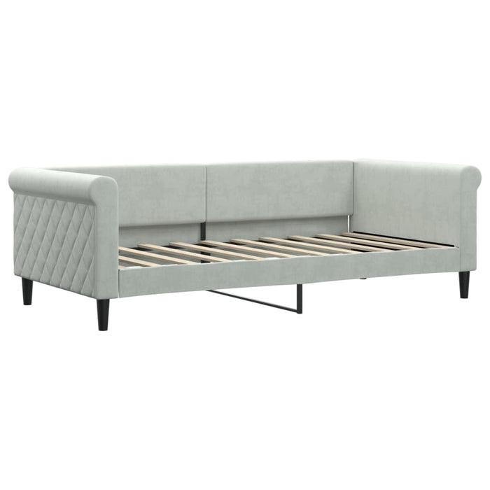 Pat de zi cu extensie și sertare, gri deschis 90x190 cm catifea - WALTI WALTI