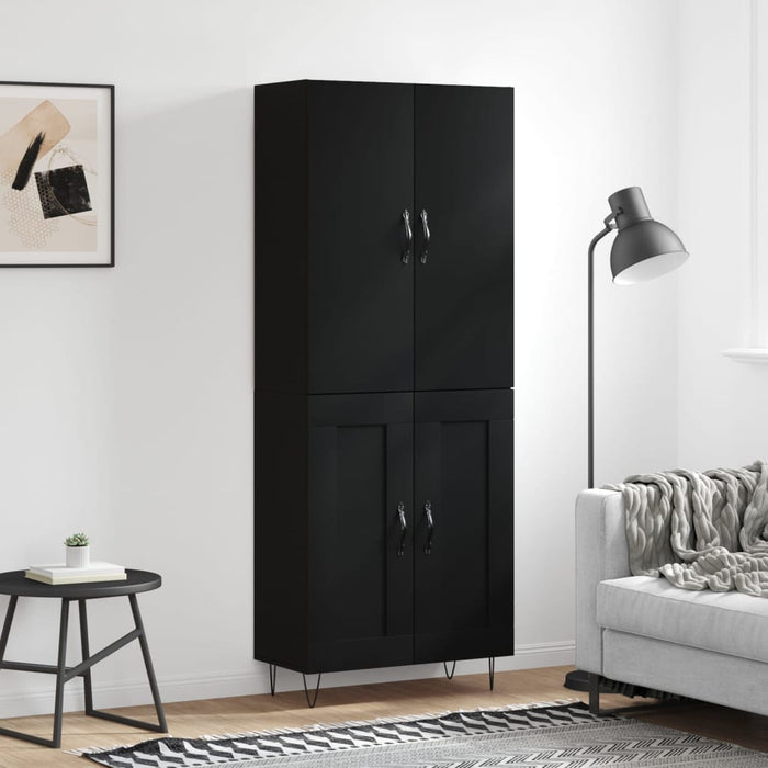 Dulap înalt, negru, 69,5x34x180 cm, lemn compozit WALTI